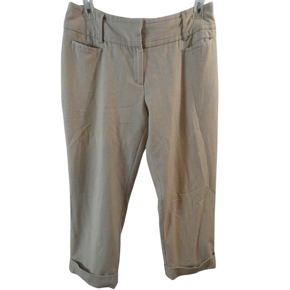 Apt. 9 Women's Curvy Fit Size 12 Beige Cropped Cuffed Pants Business Casual